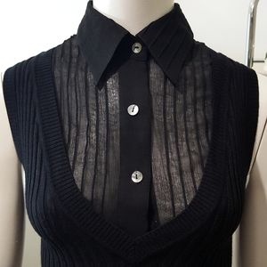 Y2K Colour Works🖤Slim-Fit Black Sheer-Knit Blouse Top